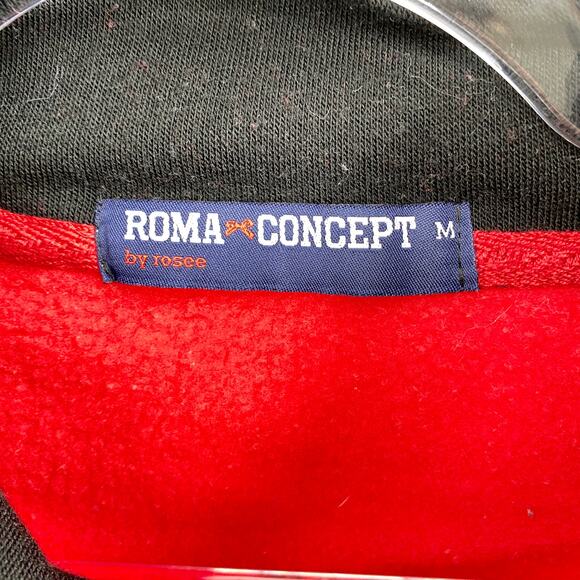 ROMA CONCEPT Women's Sweatshirt Size M Y2K Color Block Crop 1/4 Zip - Picture 2 of 3